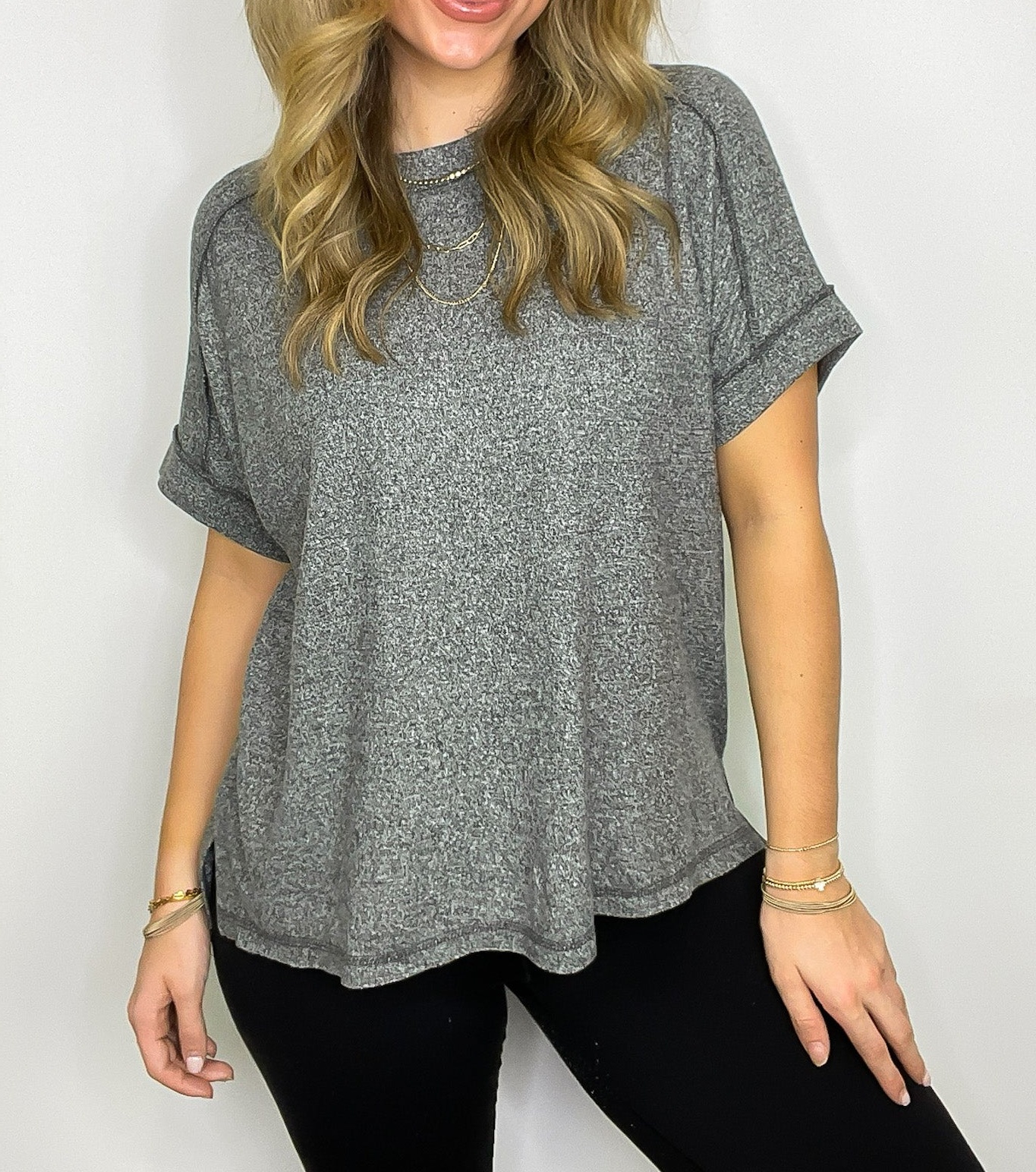 Sunday Muse Melange High Low Tee