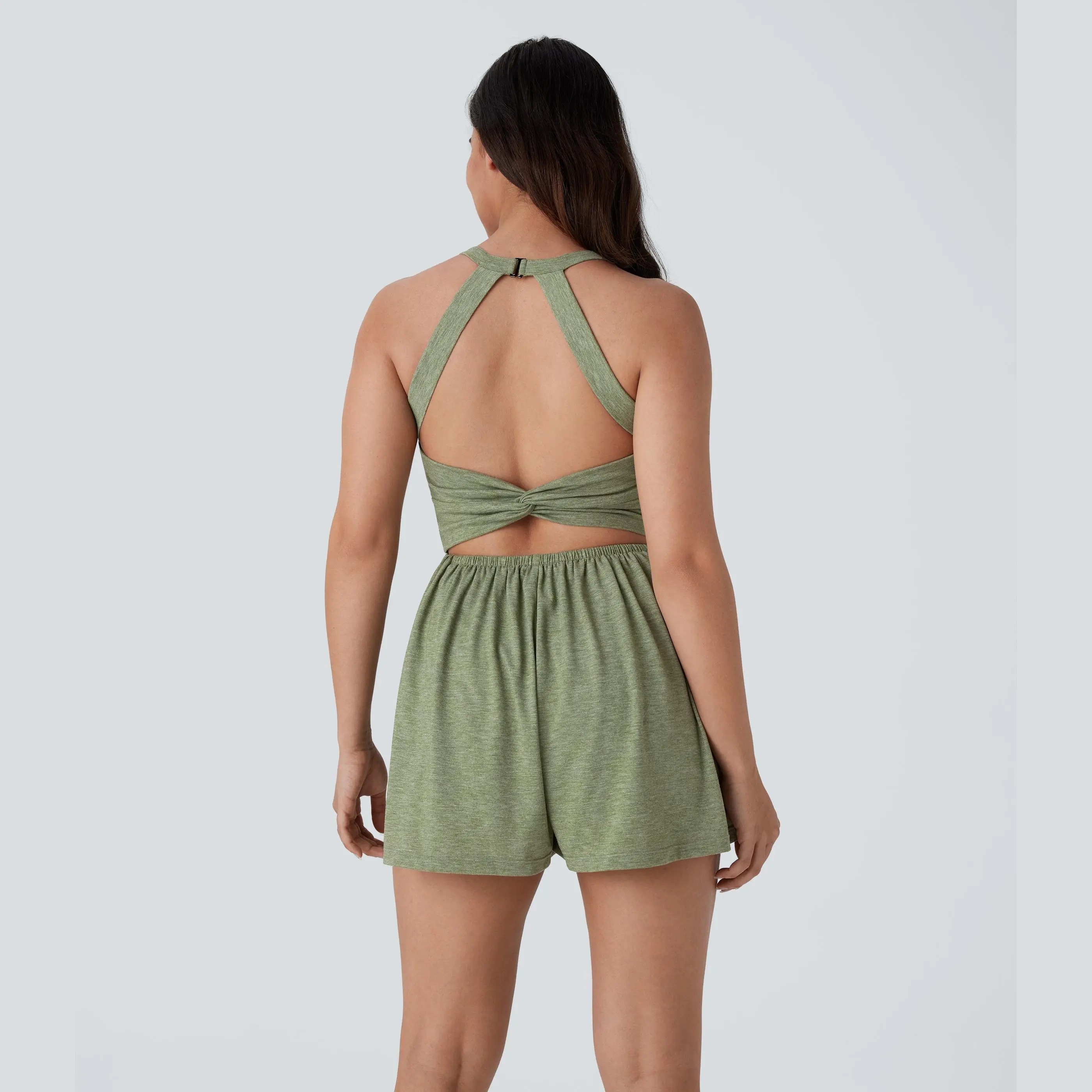 Women's Backless Twist-Front 2-in-1 Resort Romper
