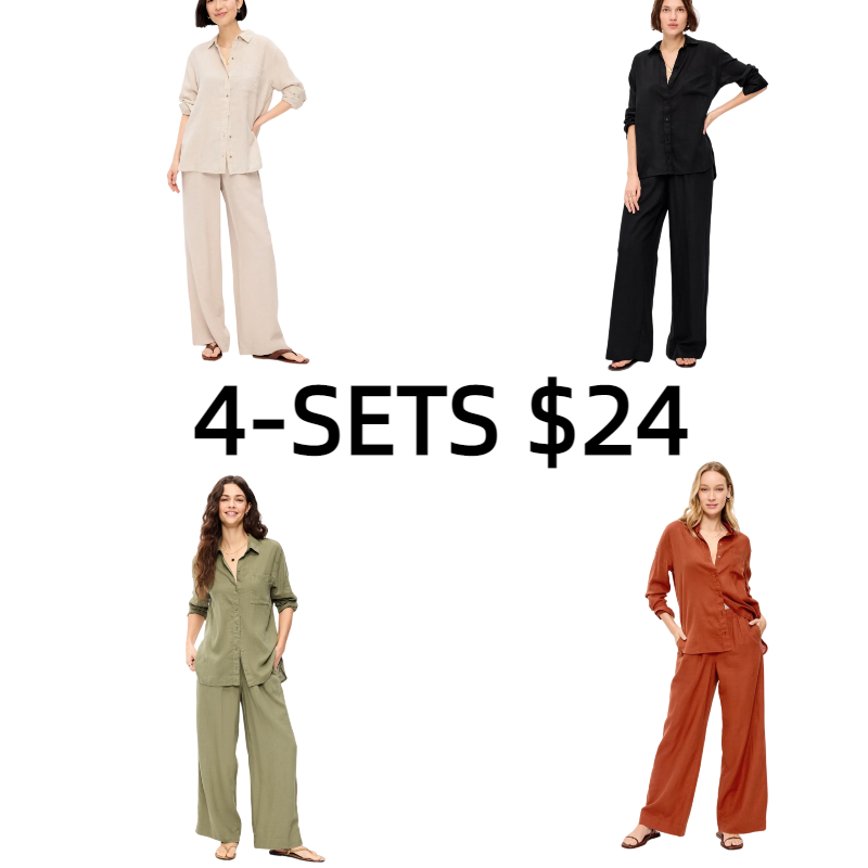 Women's High-Waisted Linen-Blend Wide-Leg Pants