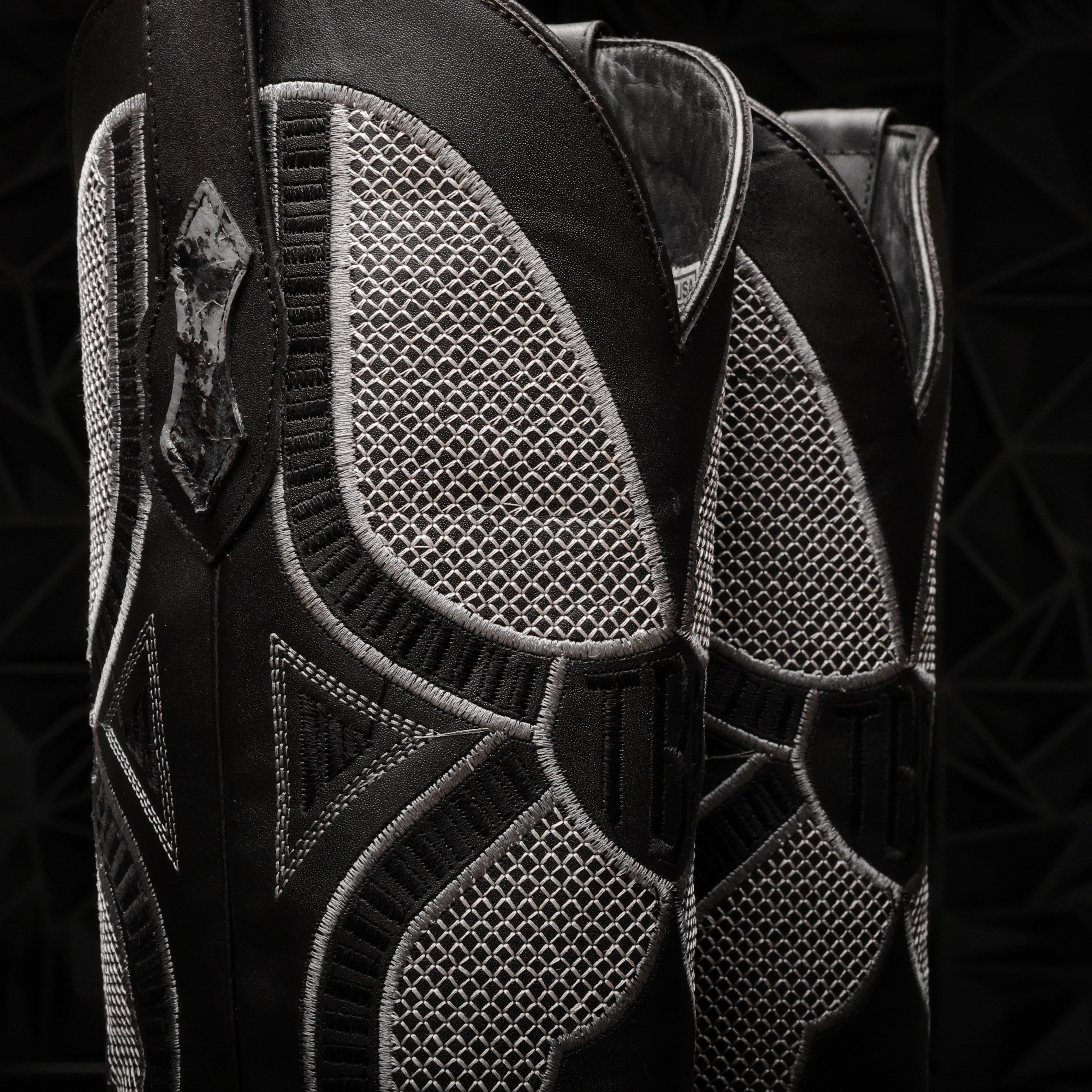 Grey Ostrich Leather Boots - Square Toe