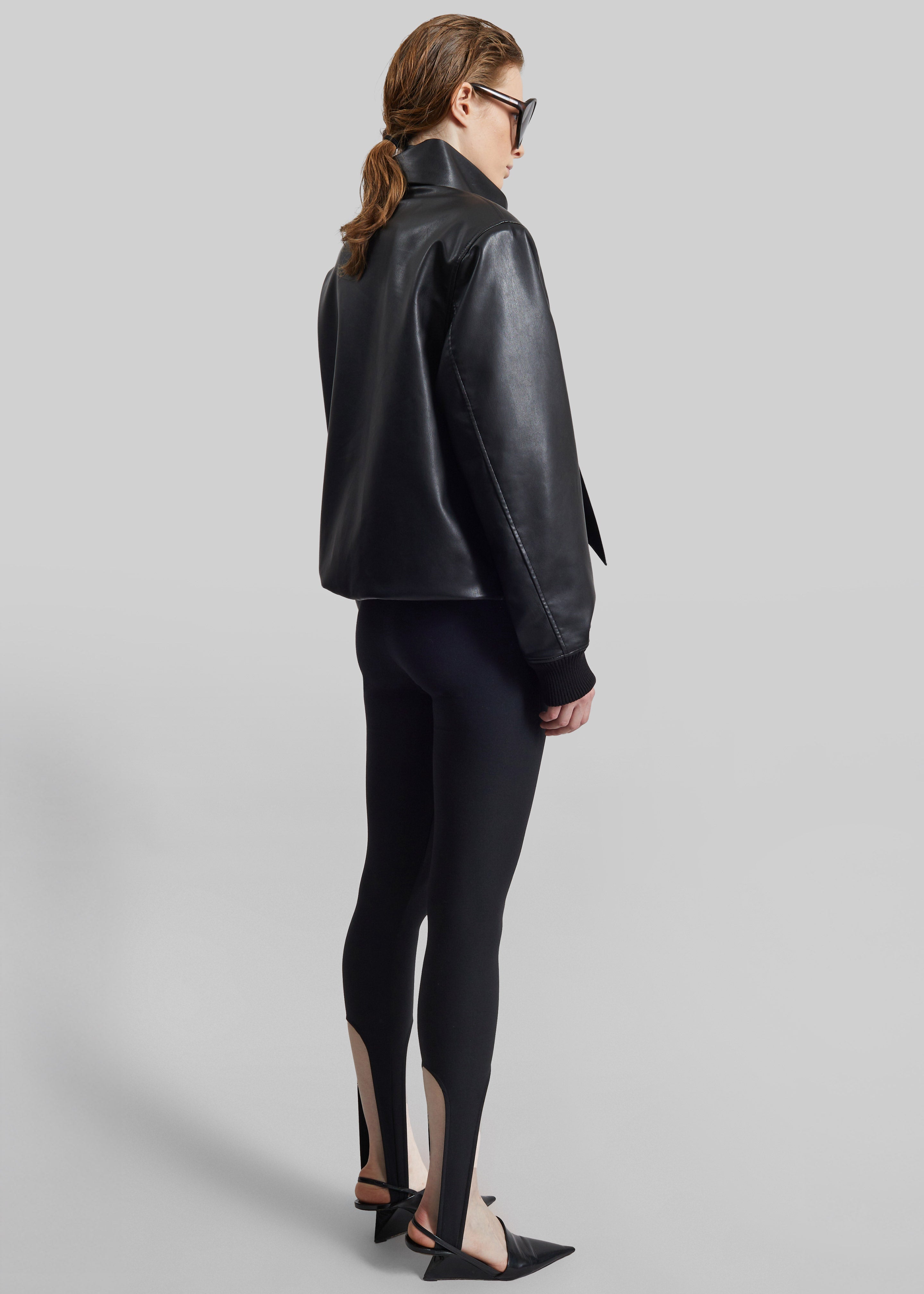 Hirson Faux Leather Scarf Jacket - Black