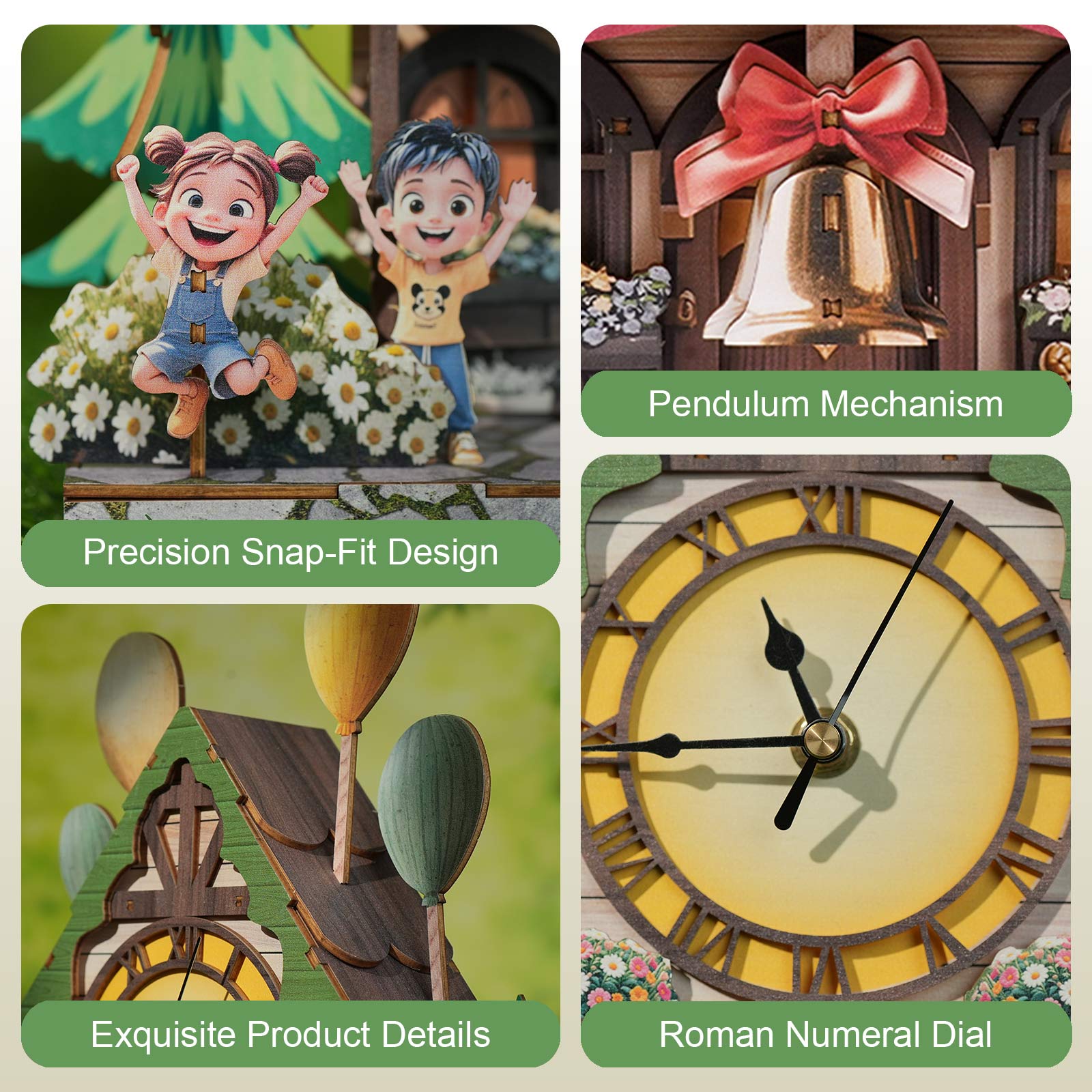 Balloon Cabin â€“ DIY Wooden Clock, 3D Puzzle Craft Kit