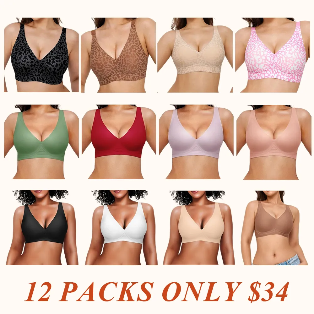 Wireless No Underwire Leopard Print Jelly Bra Everyday Comfort Push Up Seamless T-Shirt Bra