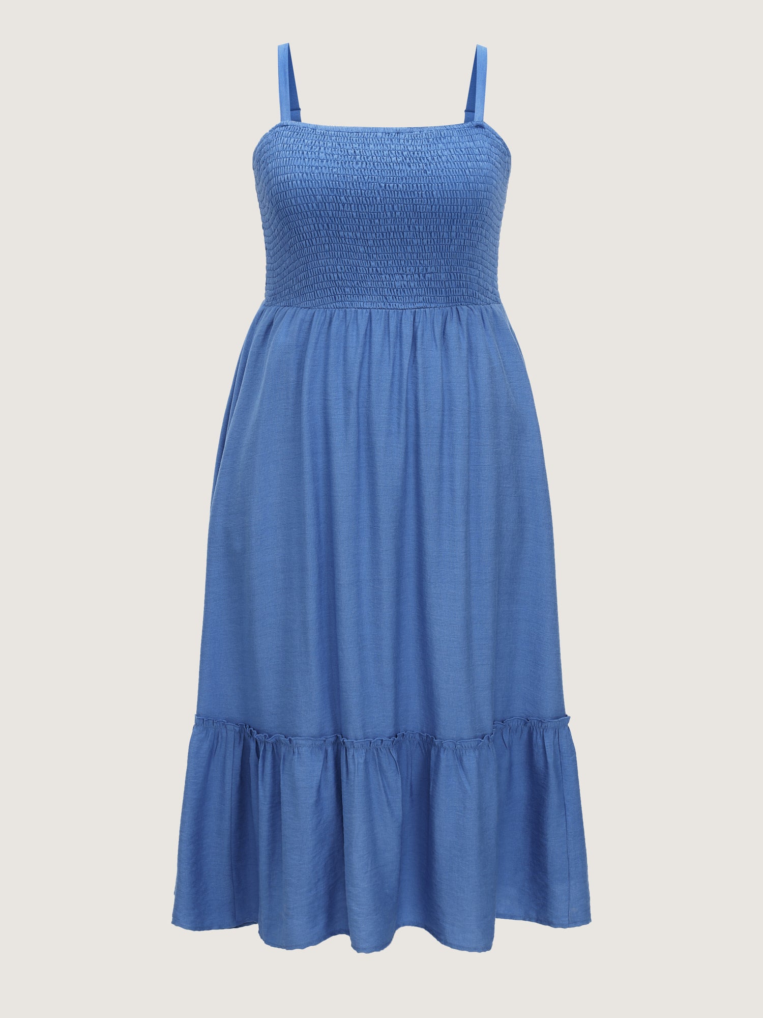 Shirred Tiered Hem Plain Maxi Dress