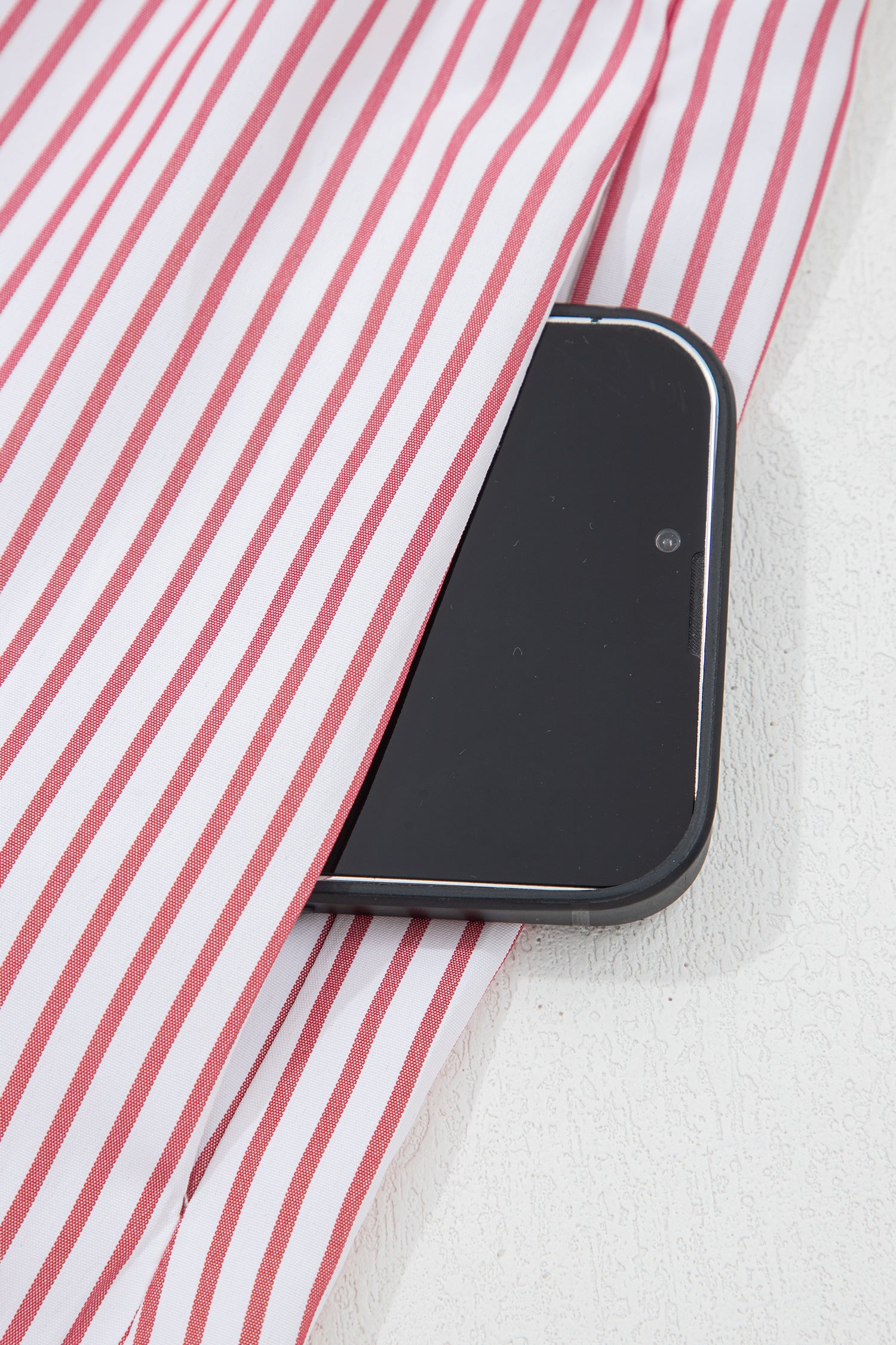 Red Stripe Plus Size Ruffled Hem Pinstriped Midi Dress