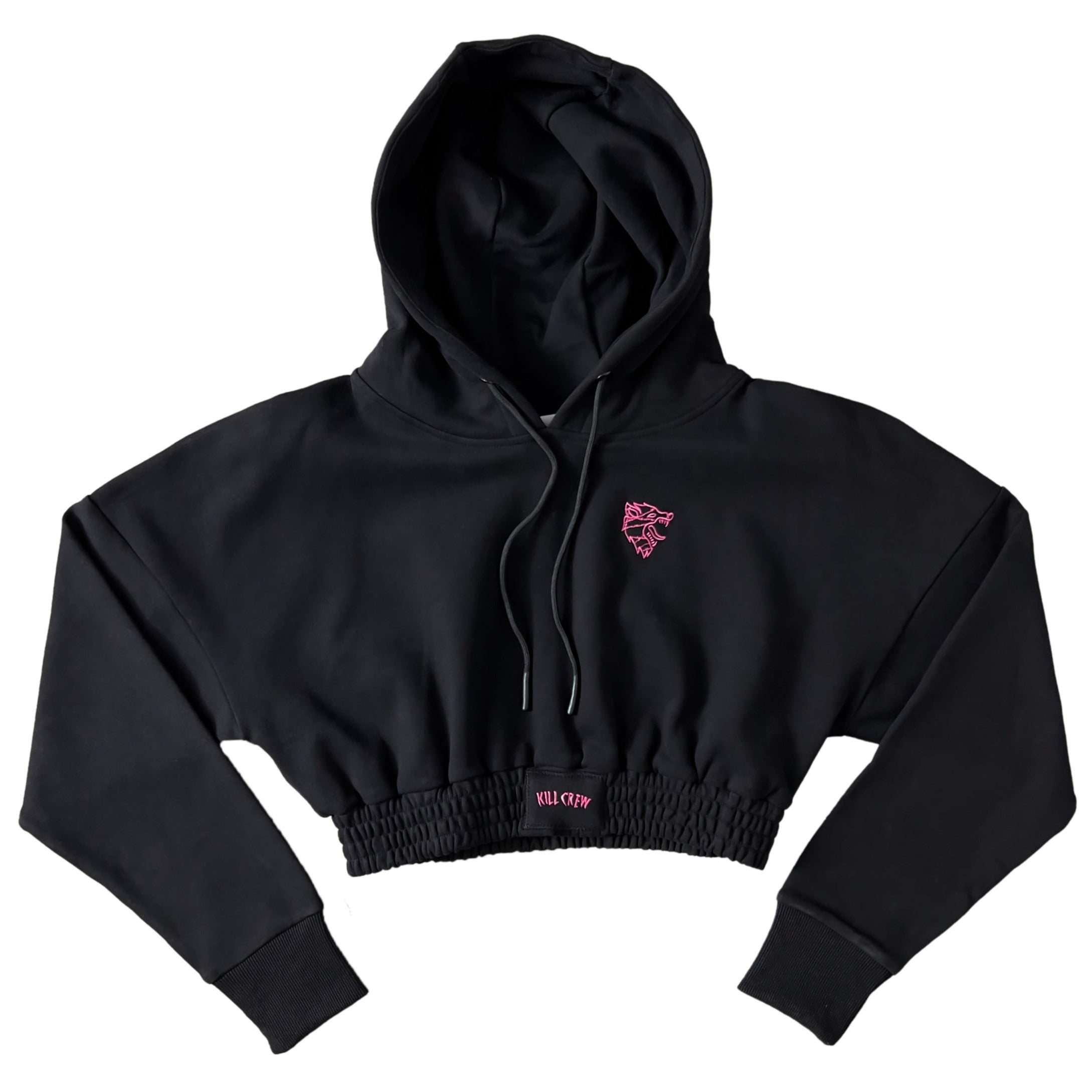 CROP HOODIE - BLACK / PINK