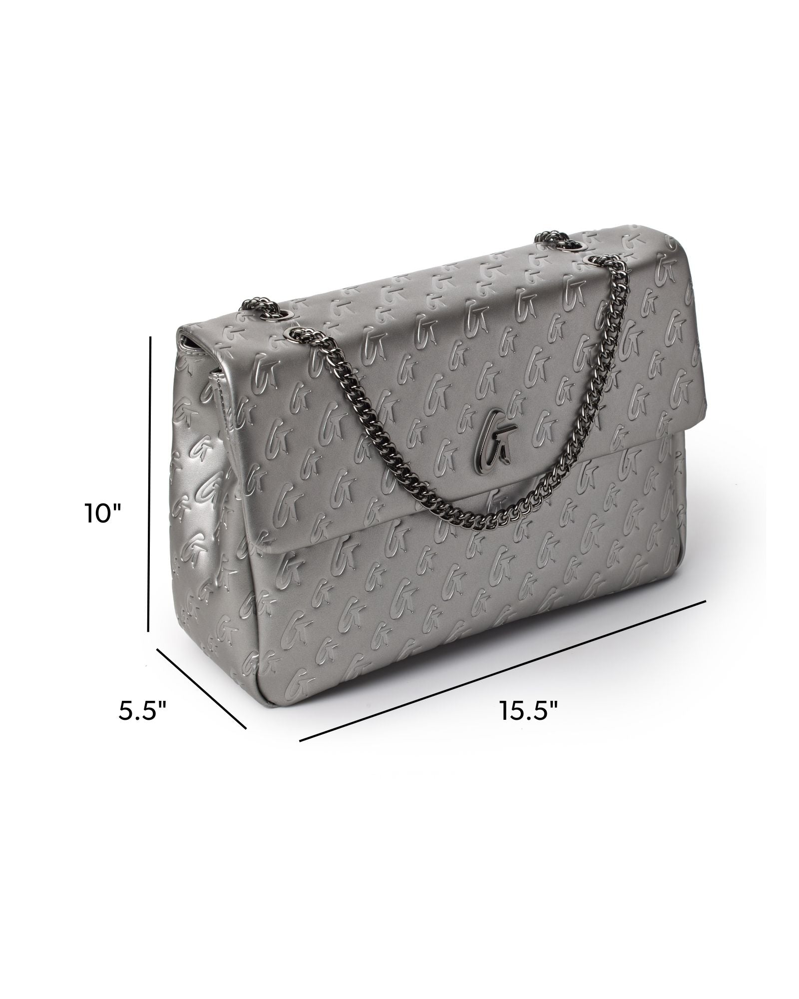 LARGE MONOGRAM FLAP BAG - PLATINUM