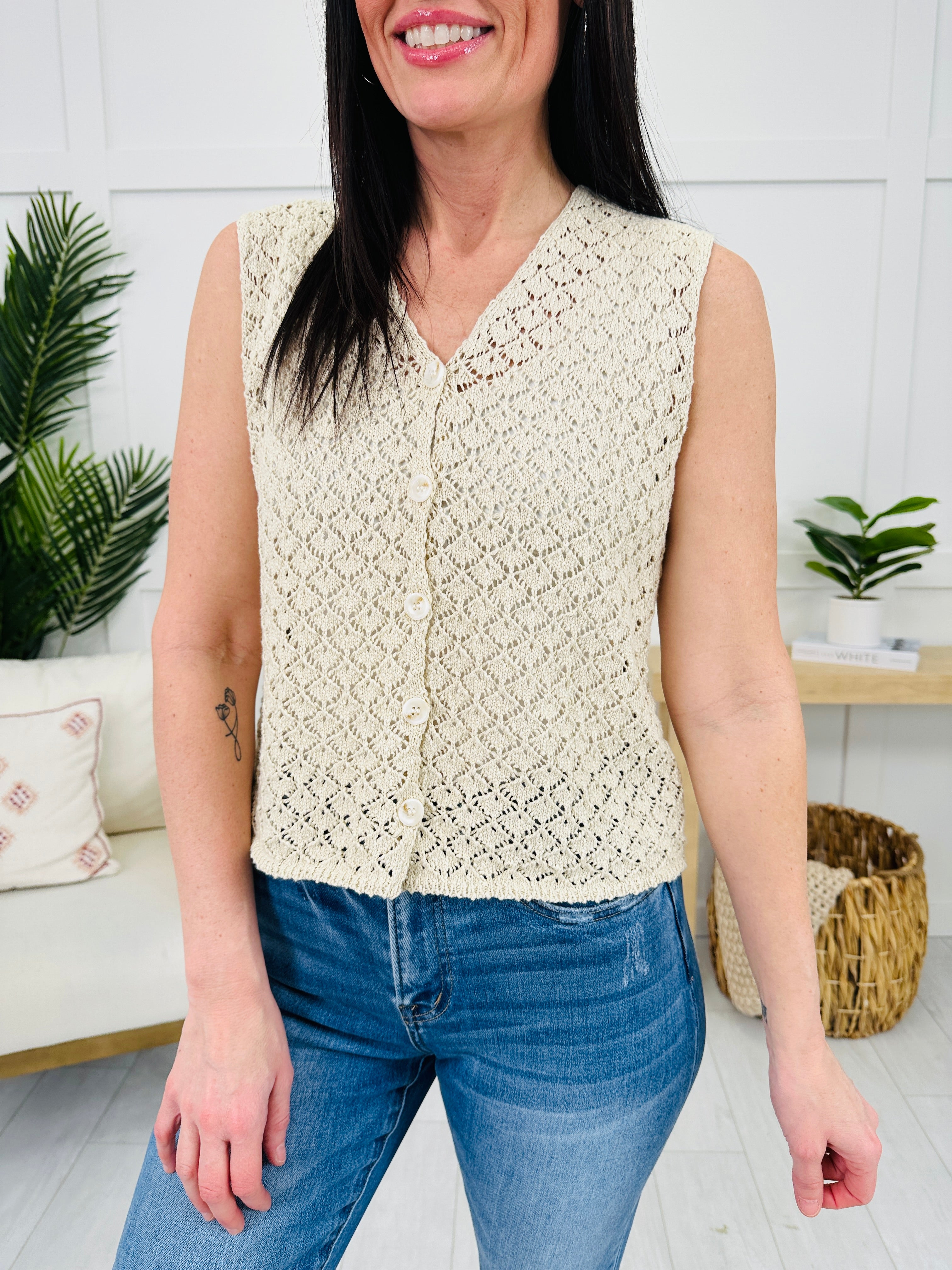 Woven Serenity Tank Top In Shell