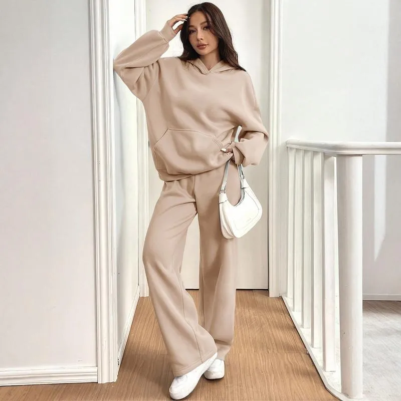 Women's Hooded Sweatshirt & Pants Casual Comfy Loungewear Set