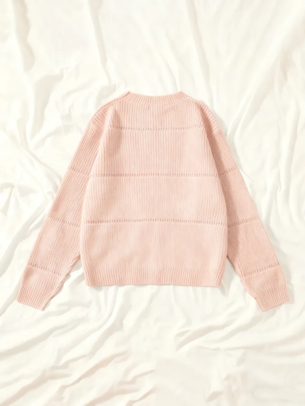 Women's Simple Minimalist Plain Textured Round Neck Sweater