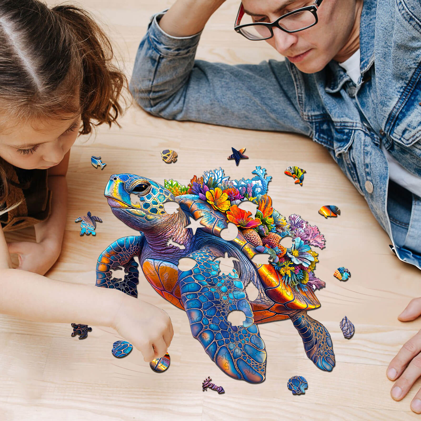 Coral and Turtle Wooden Jigsaw Puzzle