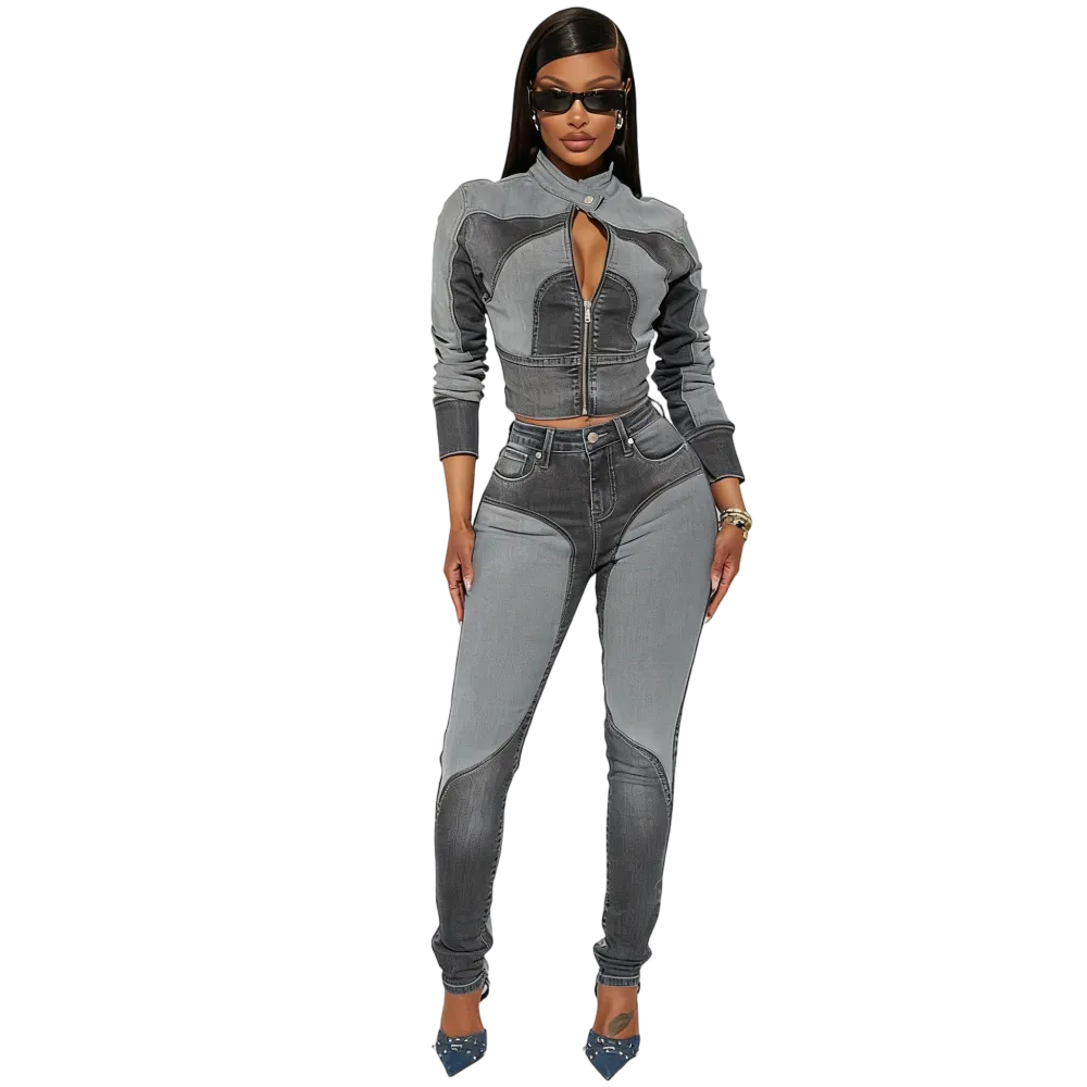 Women's Two Tone Denim Set