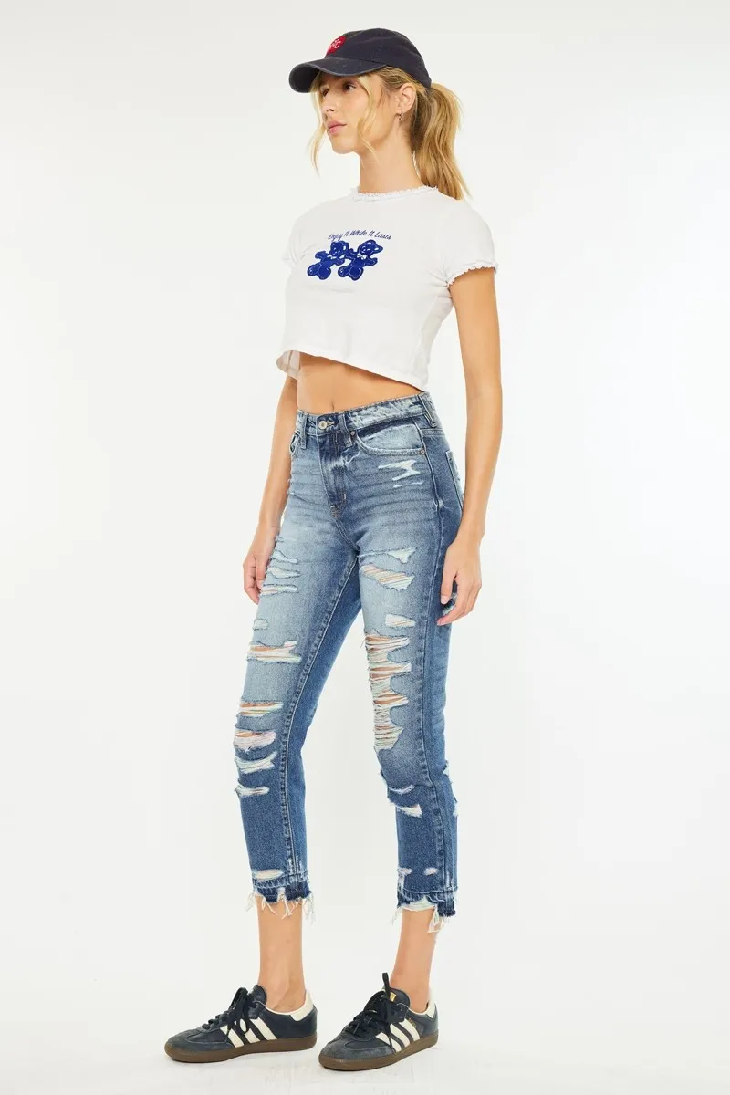 Distressed High Rise Skinny Jeans