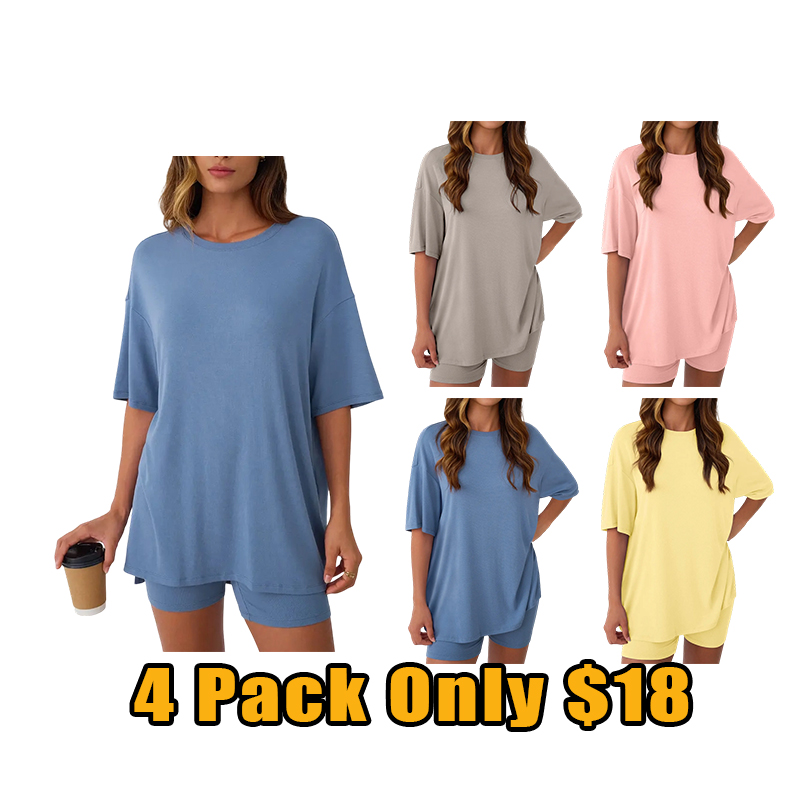 Women’s Oversized Tee & High-Waisted Biker Shorts Set