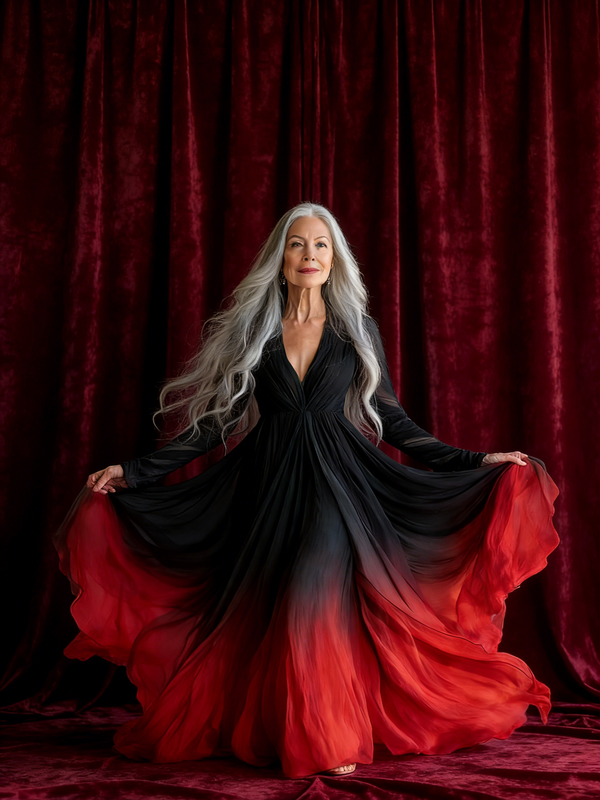 Embroidered Retro Loose Embroidered Printed Contrast Color Dress2664