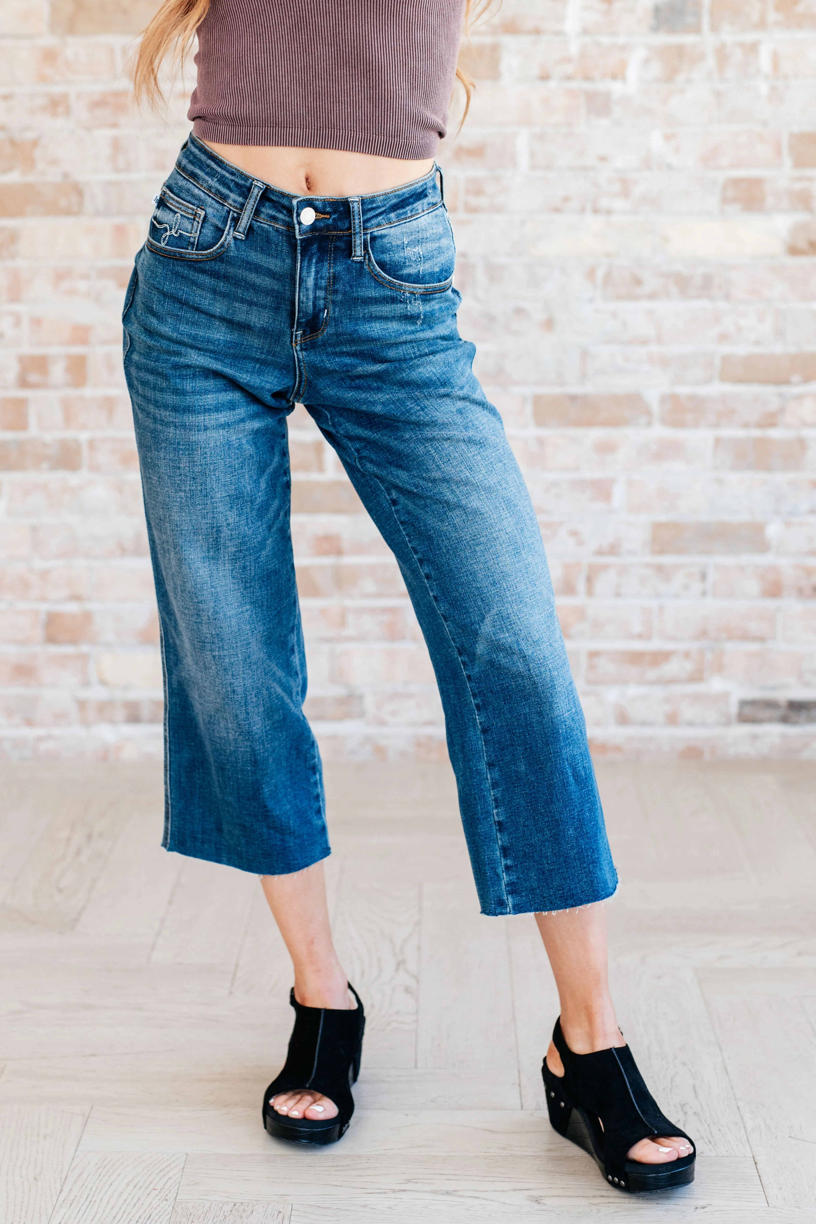 High Rise Wide Leg Crop Jeans