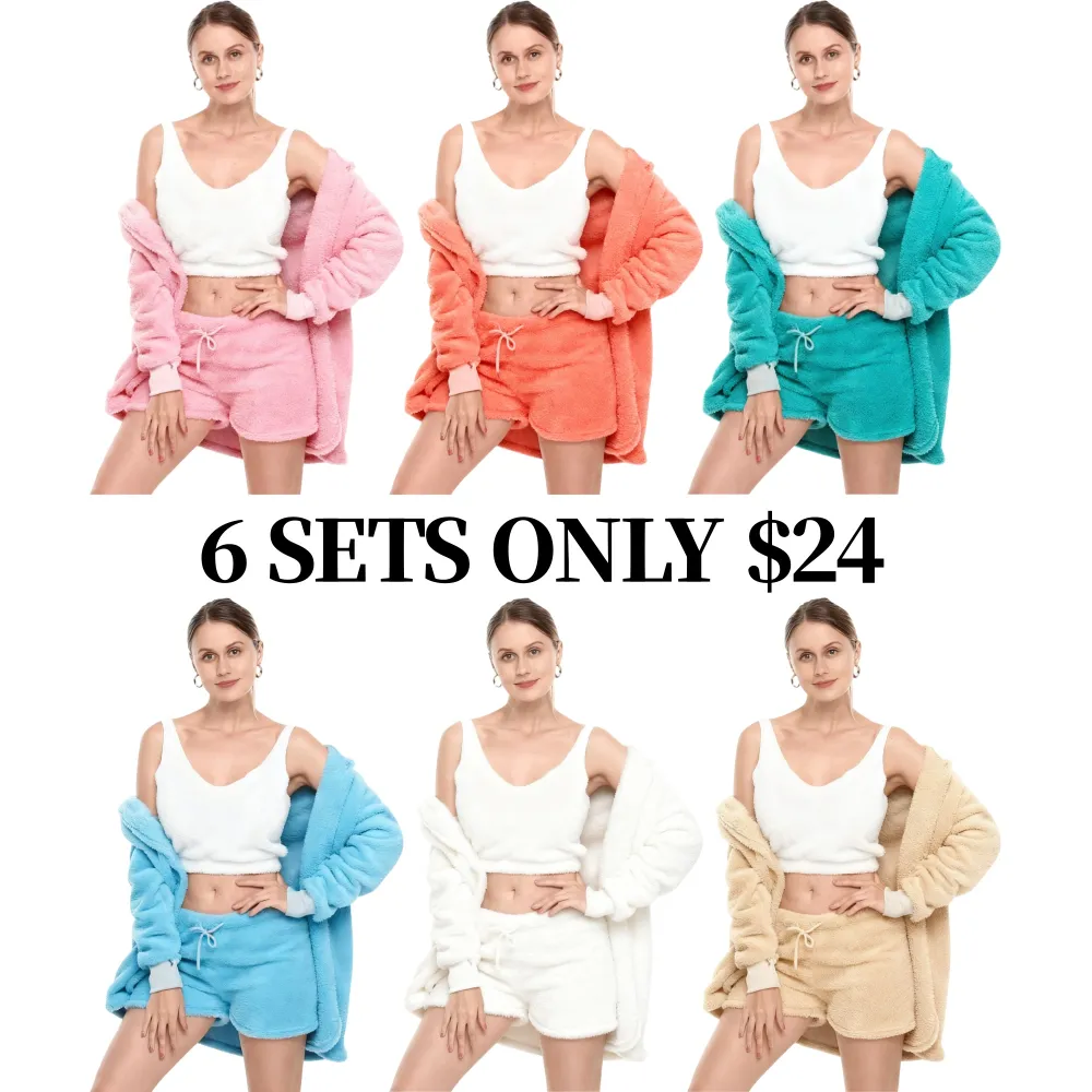 Women's Sherpa Fleece 3-Piece Cozy Loungewear Set
