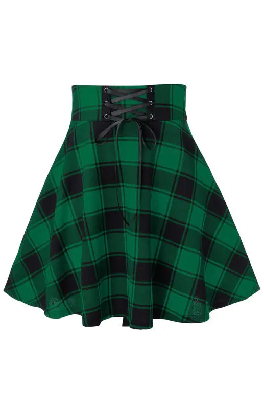 A-Line Plaid Print Mini Skirt