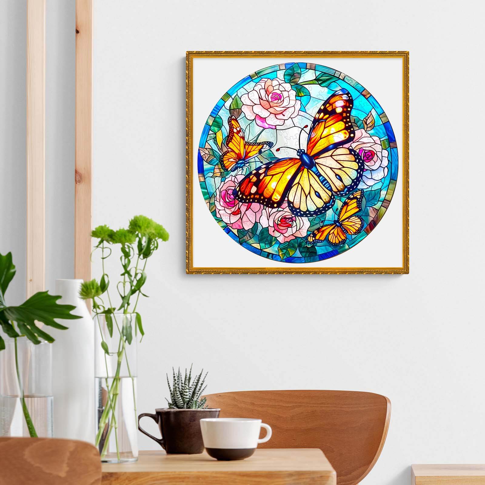 Stained Glass Butterfly Wooden Jigsaw Puzzle