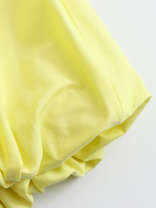 Round Neck Zipper Pocket Balloon Short Vest / Pleated Skirt