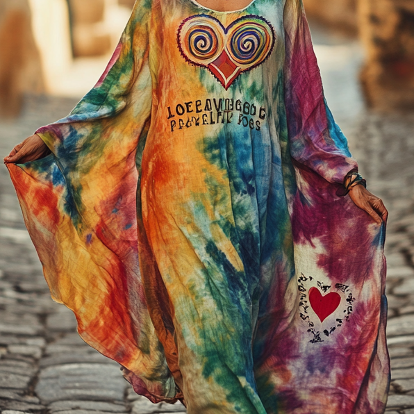 Vintage Hippie Loose Linen Dress a9de