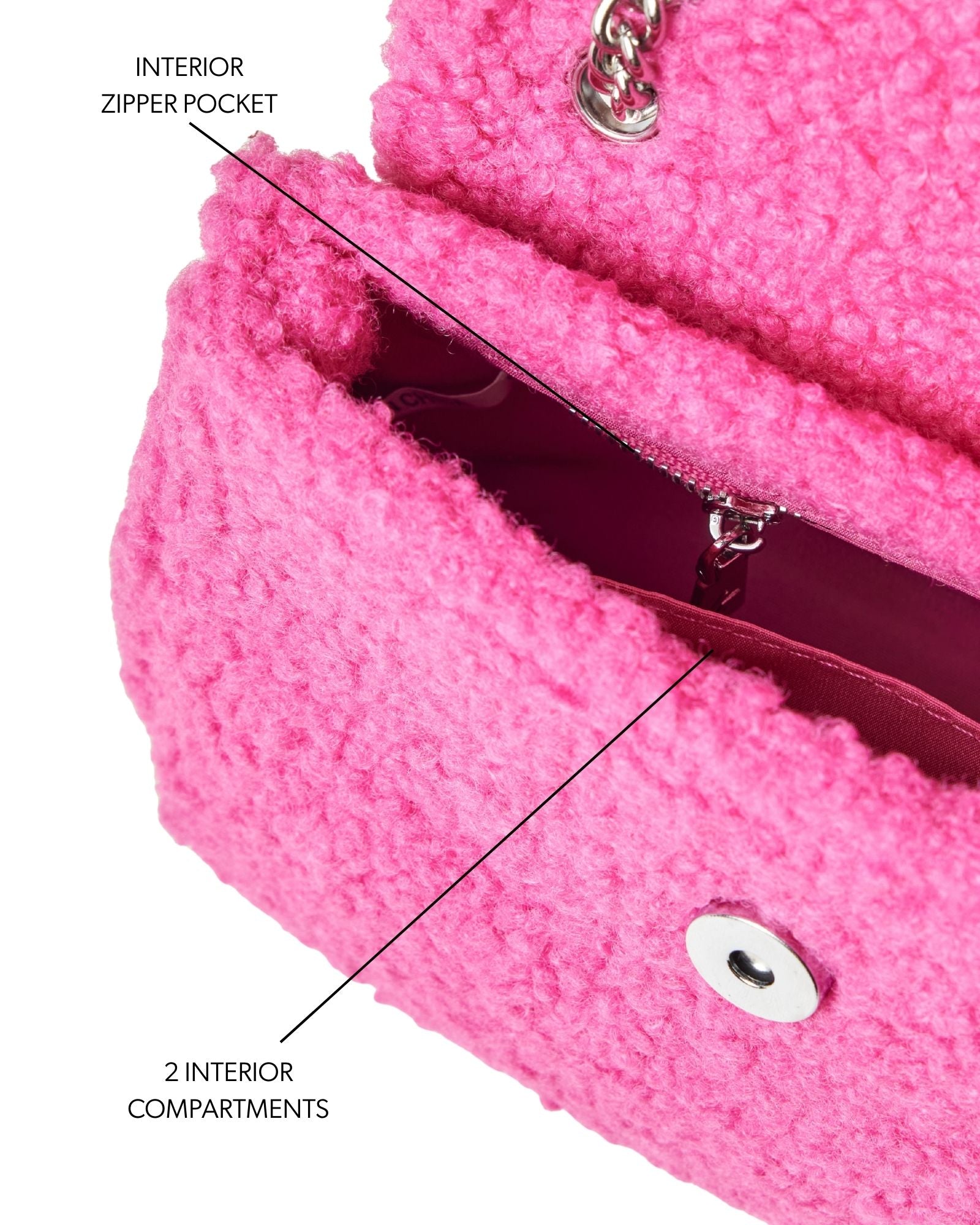 MINI TEDDY FLAP BAG - HOT PINK