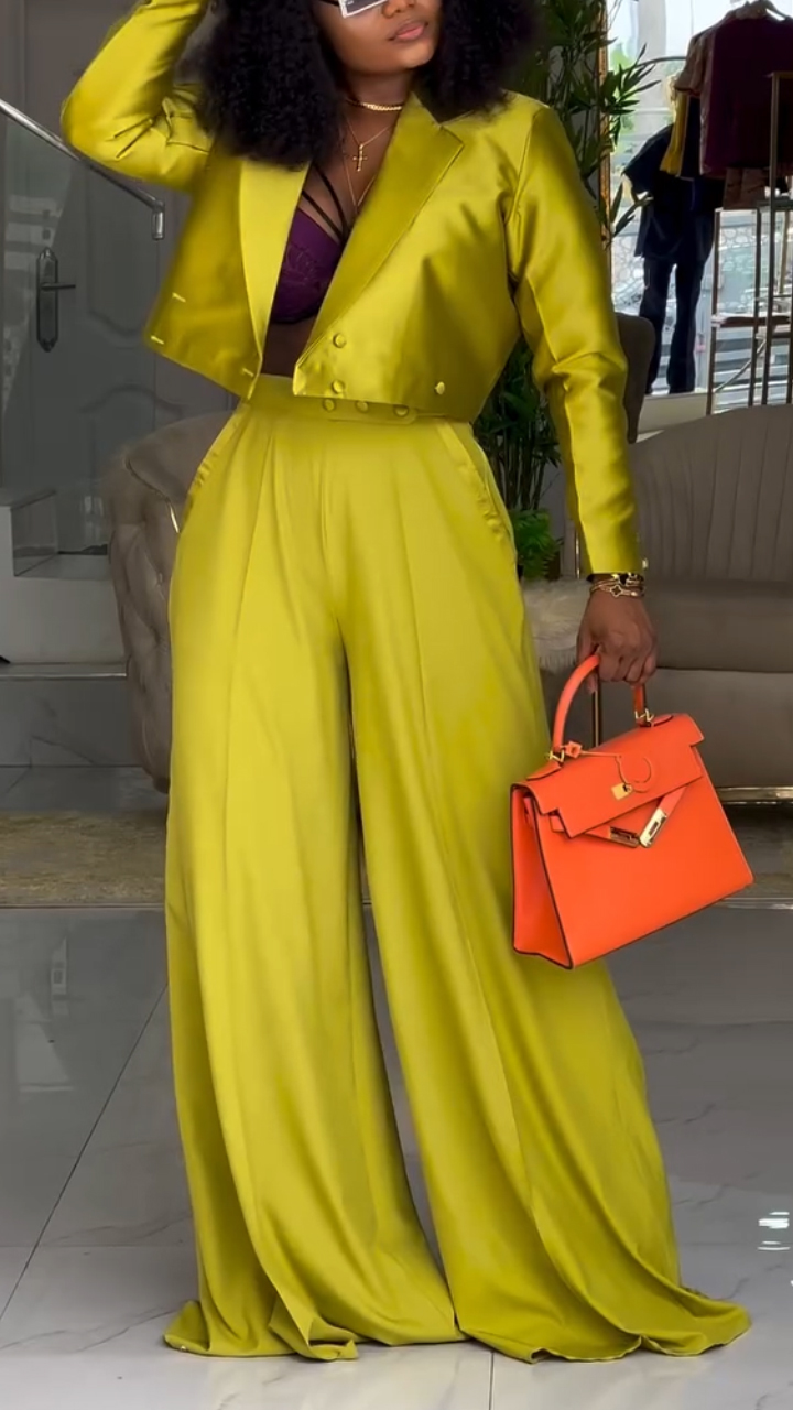 Women Collar Jacket+ Pants Casual Suit with Temperament