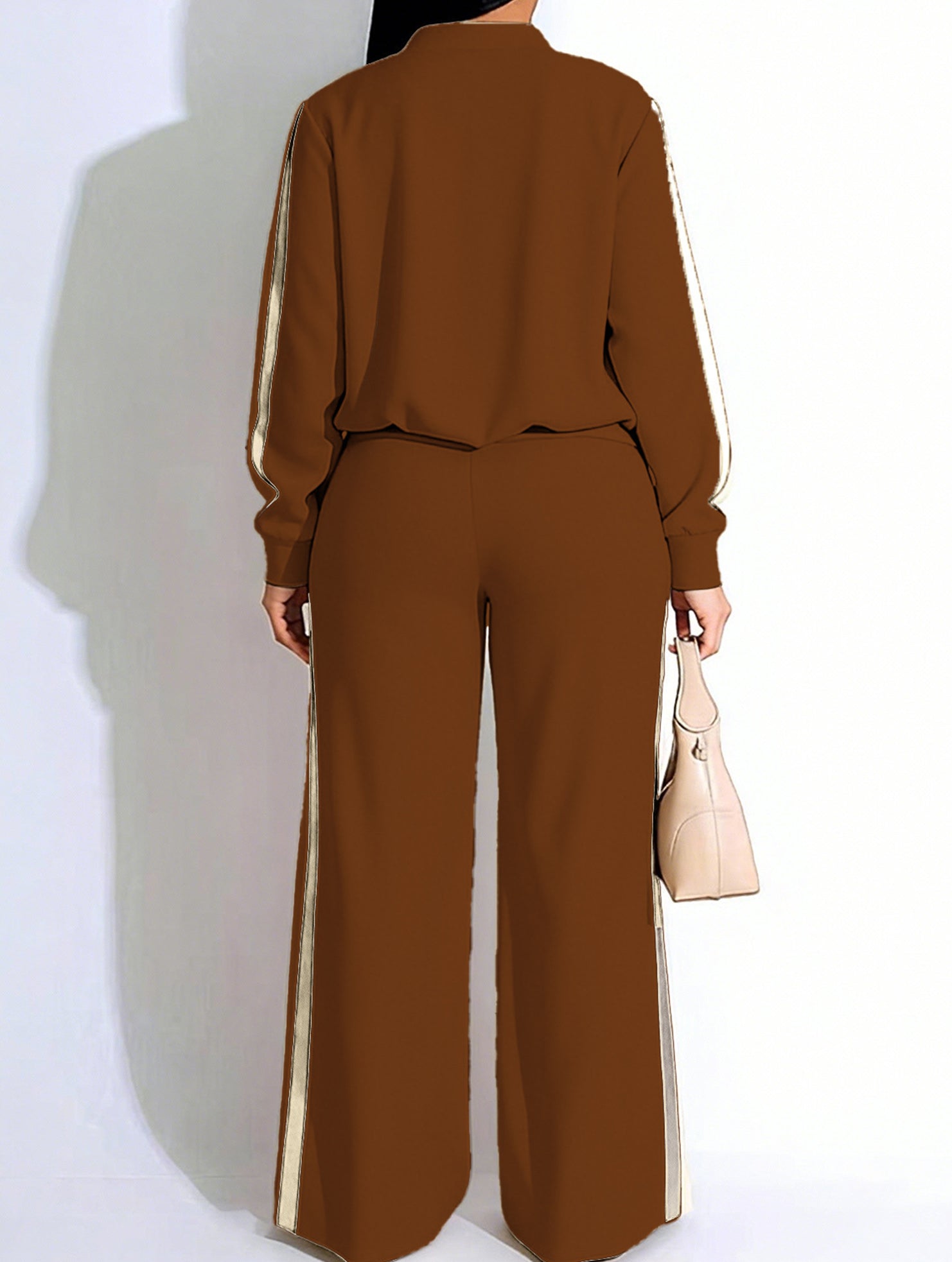 Zippered casual color-block suit for women_CWSS01455