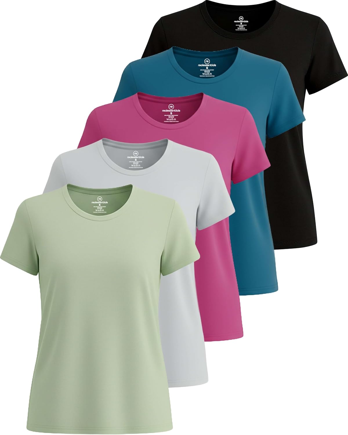 🔥Real Essentials 5 Pack🔥 Women's Short Sleeve T-Shirts Workout Tops Fitness Pilates Gym Activewear Athletic (Plus Available)
