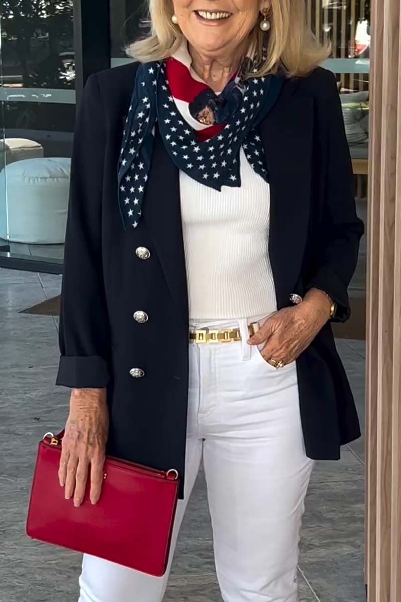 Women's Fashion Solid Color Double Breasted Blazer