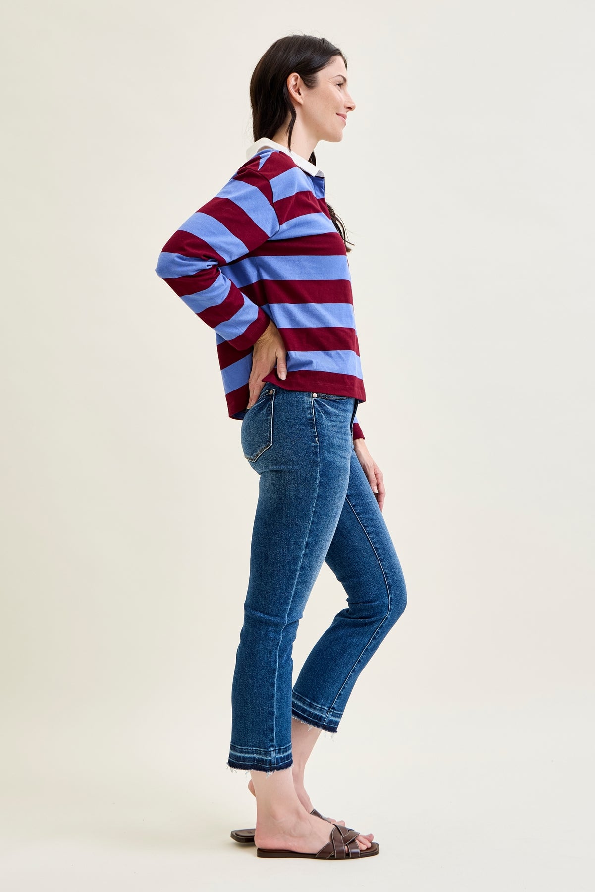 Aurora High Rise Vintage Wash Kick Flare With Released Hem