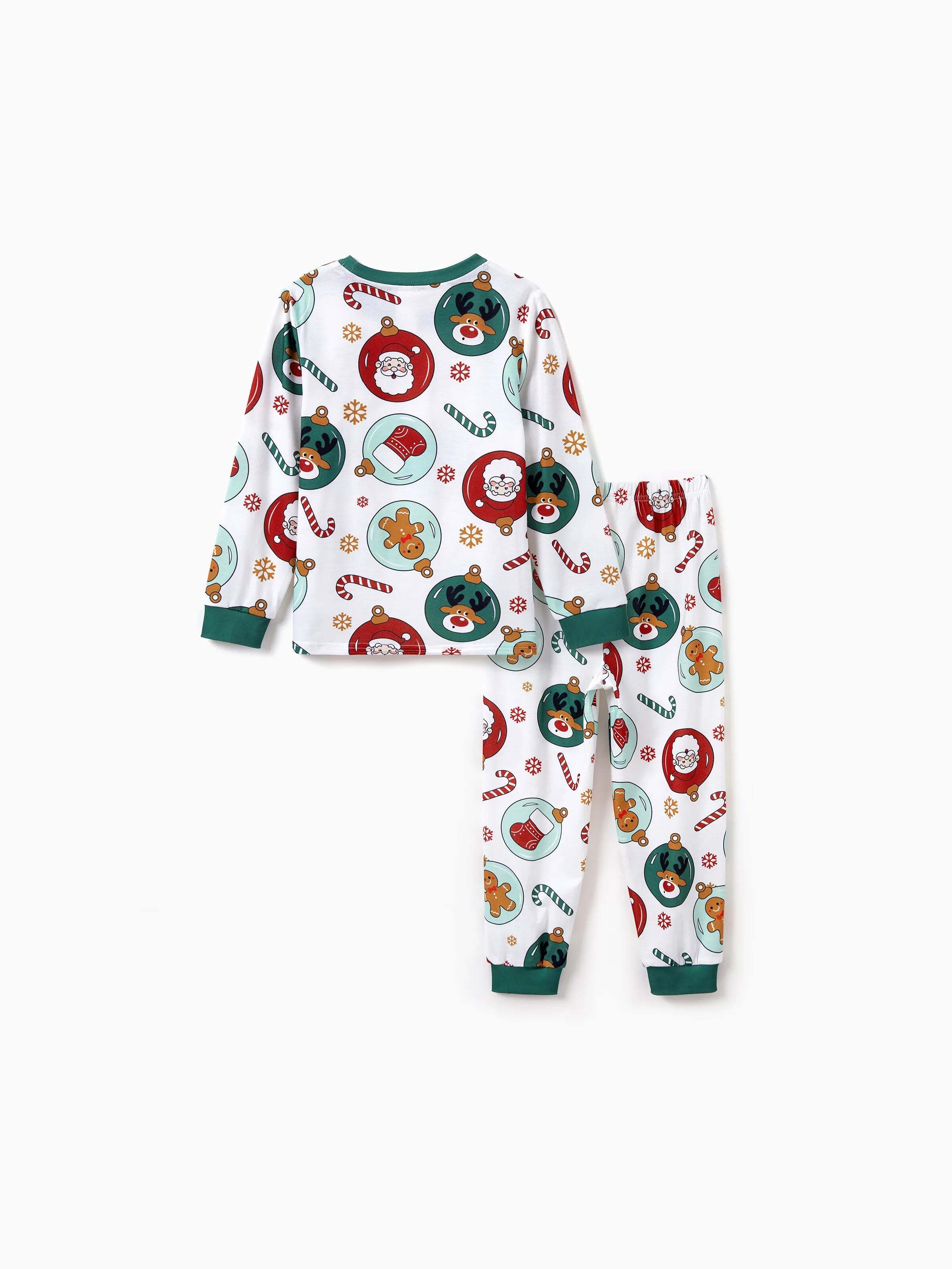 Christmas Matching Family Pajamas Set Reindeer and Santa Claus PJS with Christmas Socks Green