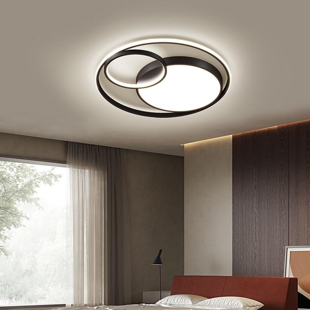 Circular Minimalist Bamboo Flush Mount LED Light Bedroom Ceiling Lights