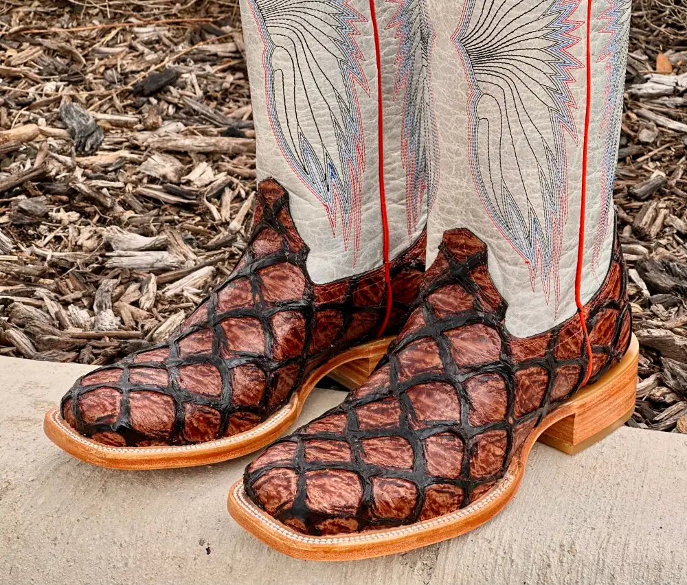 Mens Cognac Piraruco With White Shaft Leather Boots