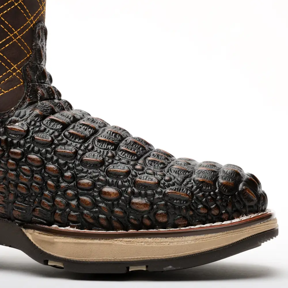 Rustic Brown Caiman Hornback Leather Boots With 3D Lightweight Sole - Composite Toe