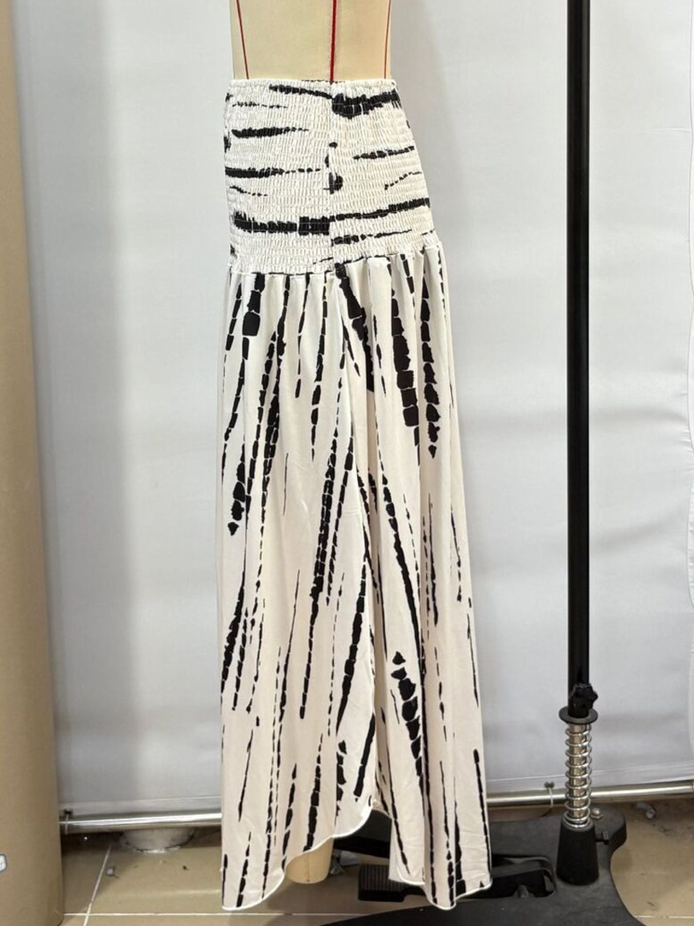 Smocked Asymmetrical Hem Skirt