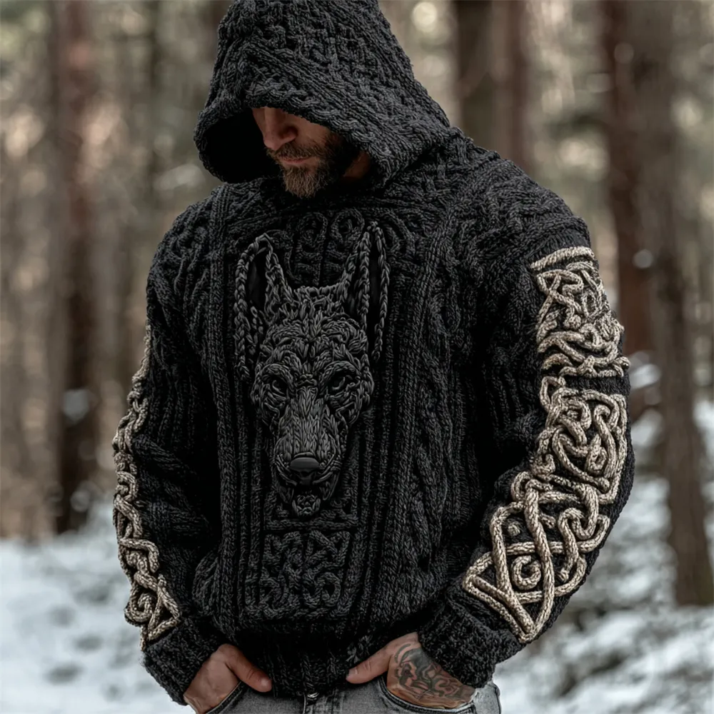 Viking Hellhound Men's Hooded Knit Sweater