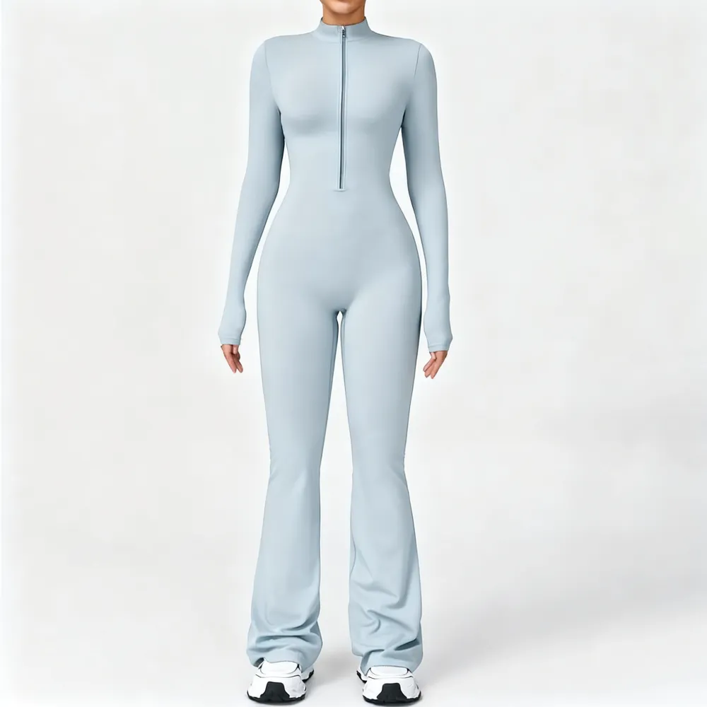 Women's Long Sleeve Flared Sports Jumpsuit