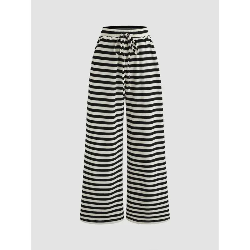 Mid Rise Striped Knotted Wide Leg Trousers (Just $3 Each!)
