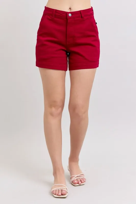 High Waist Tummy Control Garment Dyed Heart Shaped Denim Shorts