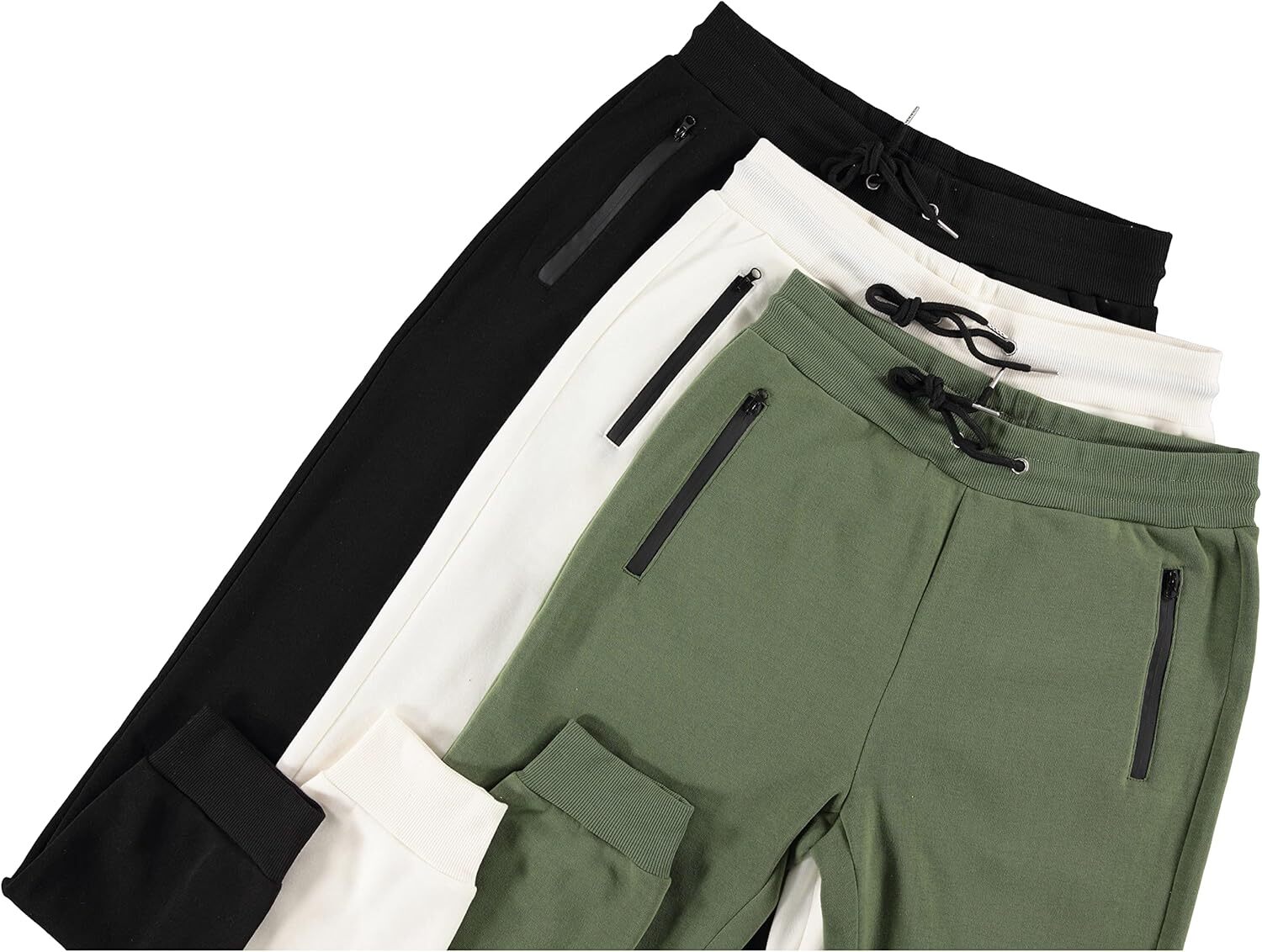 Men's 3 Pack Fleece Active Athletic Jogger Sweatpants with Drawstring