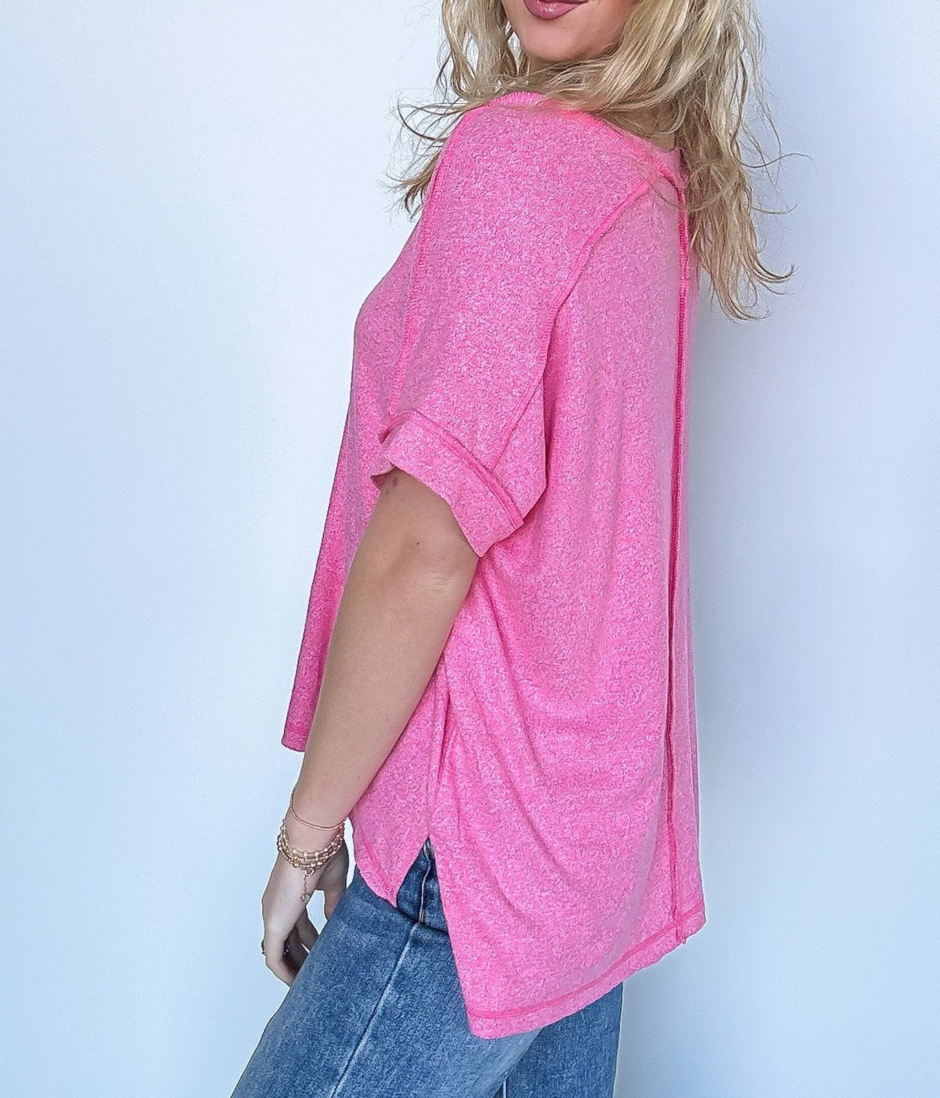 Sunday Morning V-Neck Hacci Knit Tee