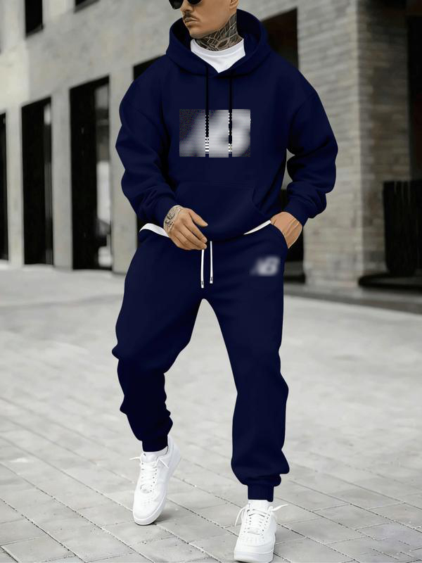 Plus Size Geometric Print Hoodie & Jogger Set