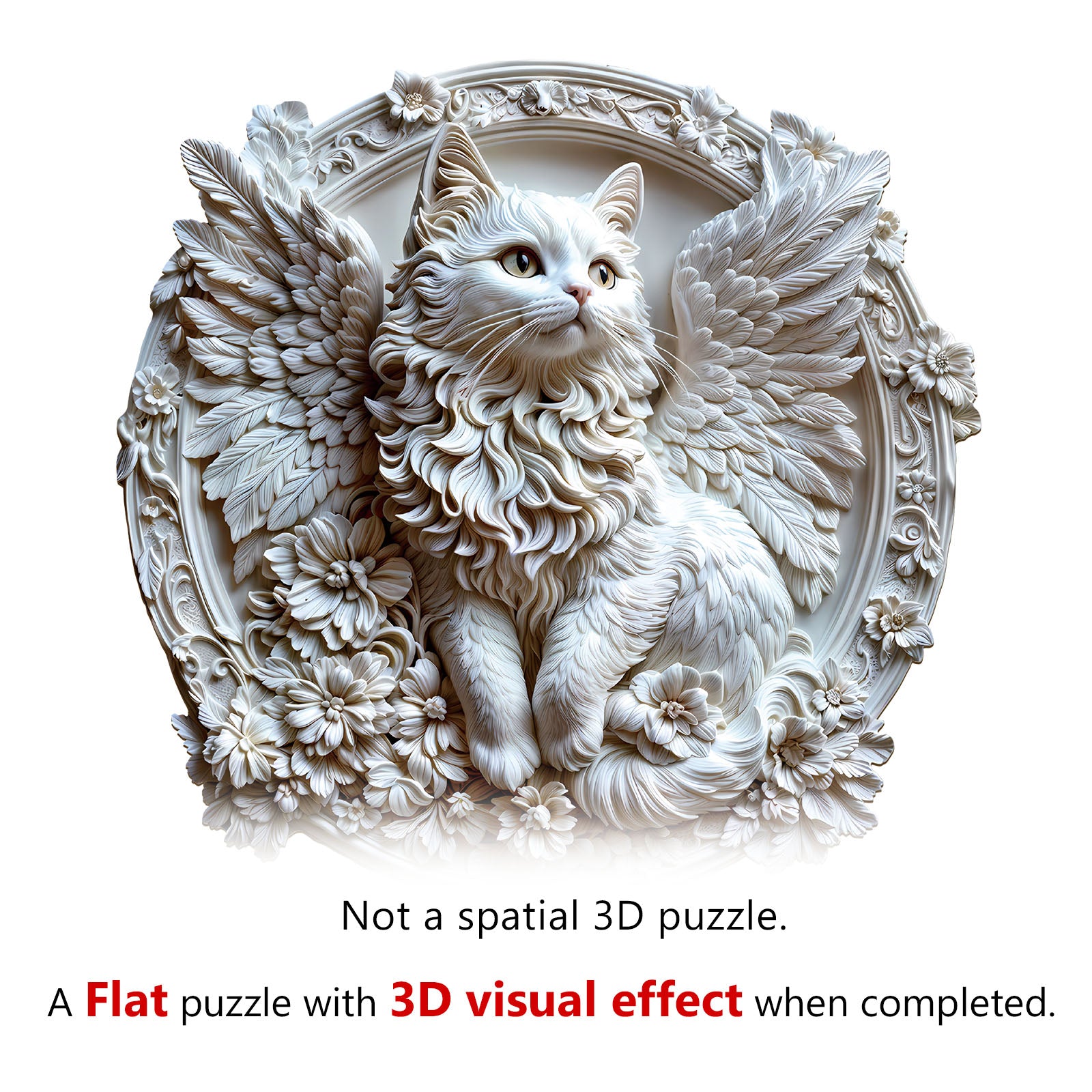 3D angel cat Wooden Jigsaw Puzzle