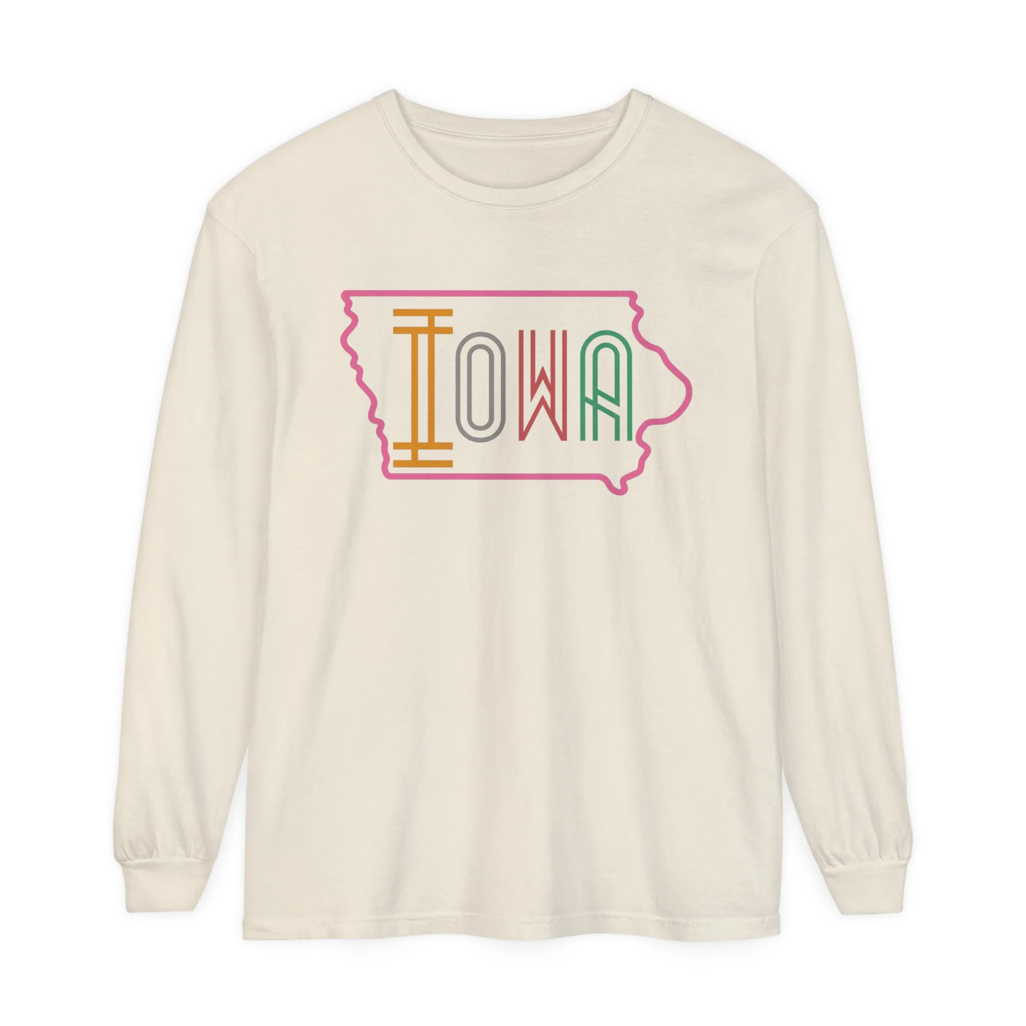 Iowa Pink Unisex Garment-dyed Long Sleeve T-Shirt