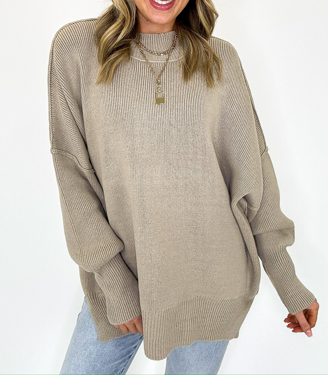 Simple Street Side Slit Oversized Sweater - BACK IN STOCK