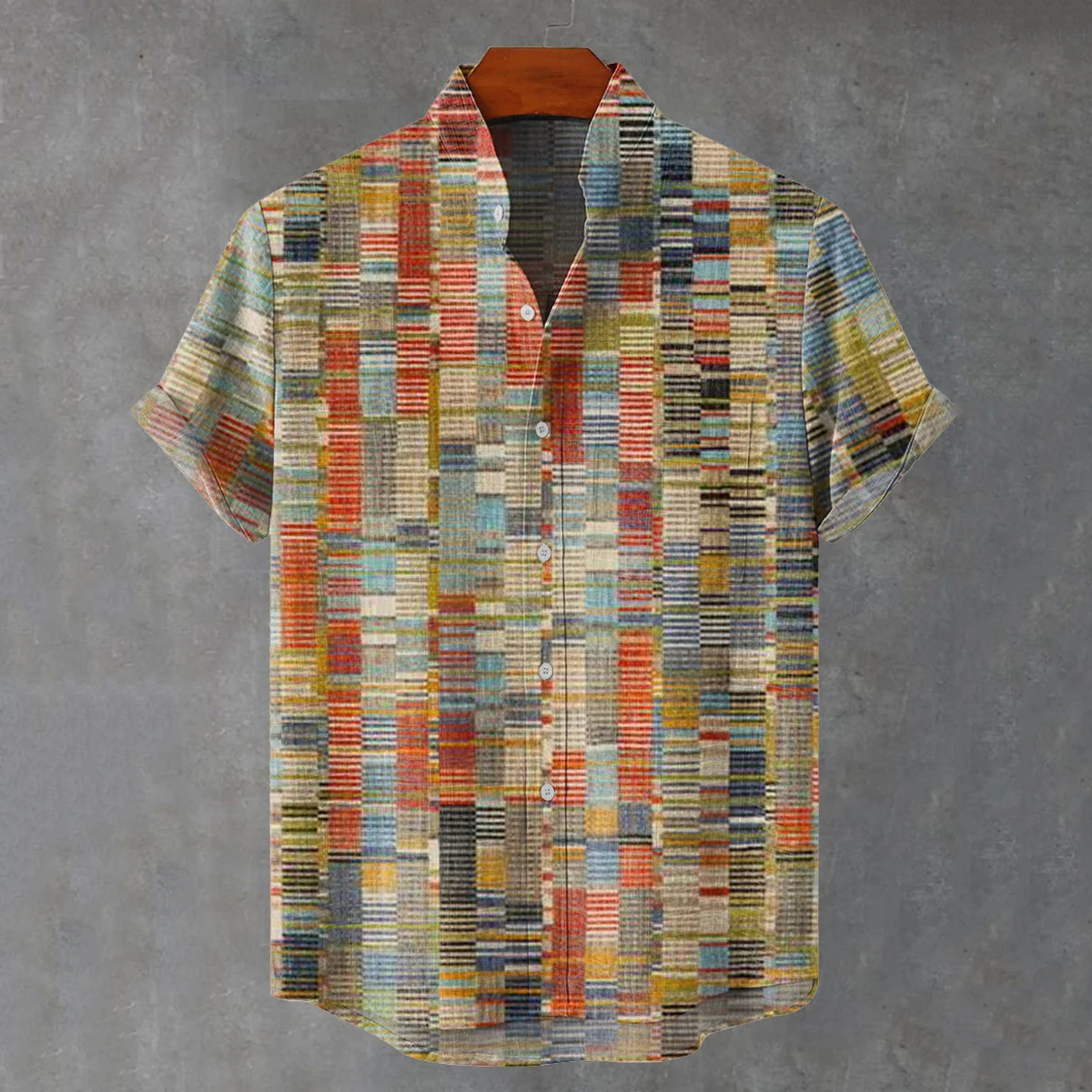 Abstract Geometric Pattern Art Vintage Print Casual Cotton Shirt