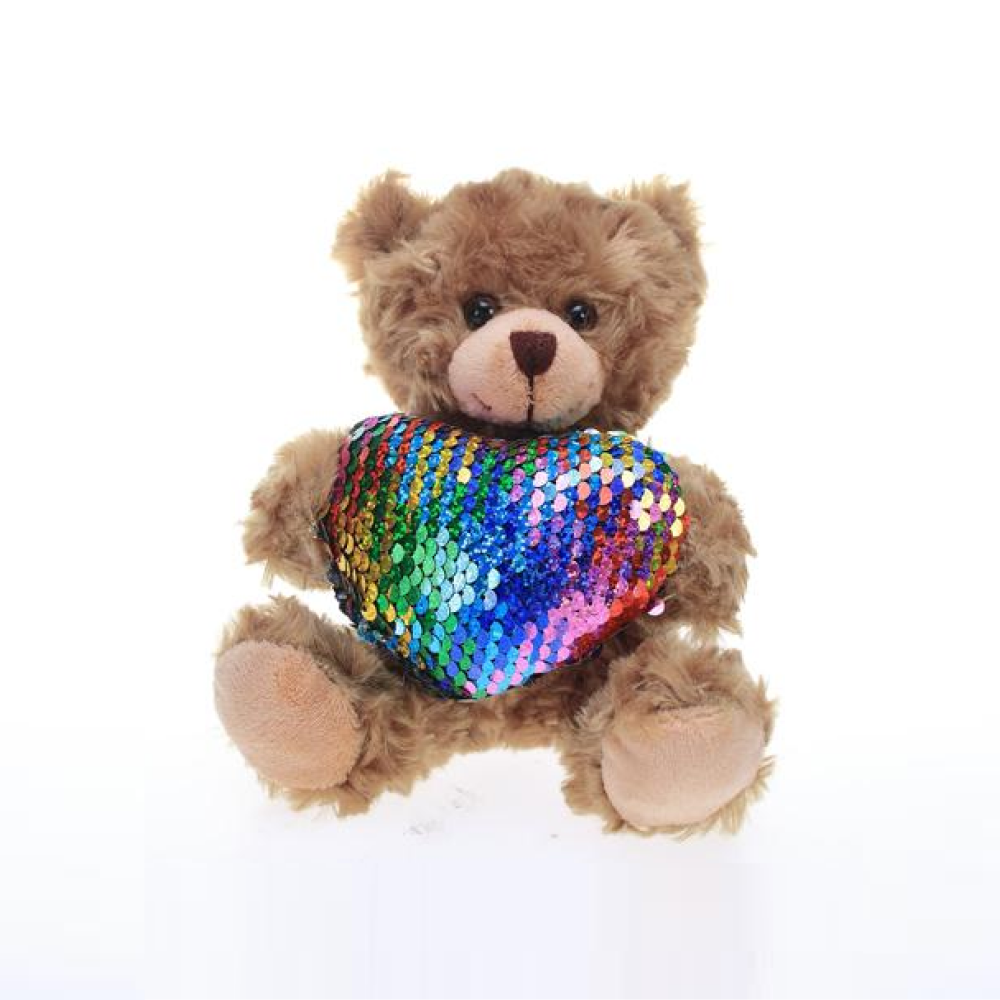 Mocha Bears in Sequin Heart 6inch