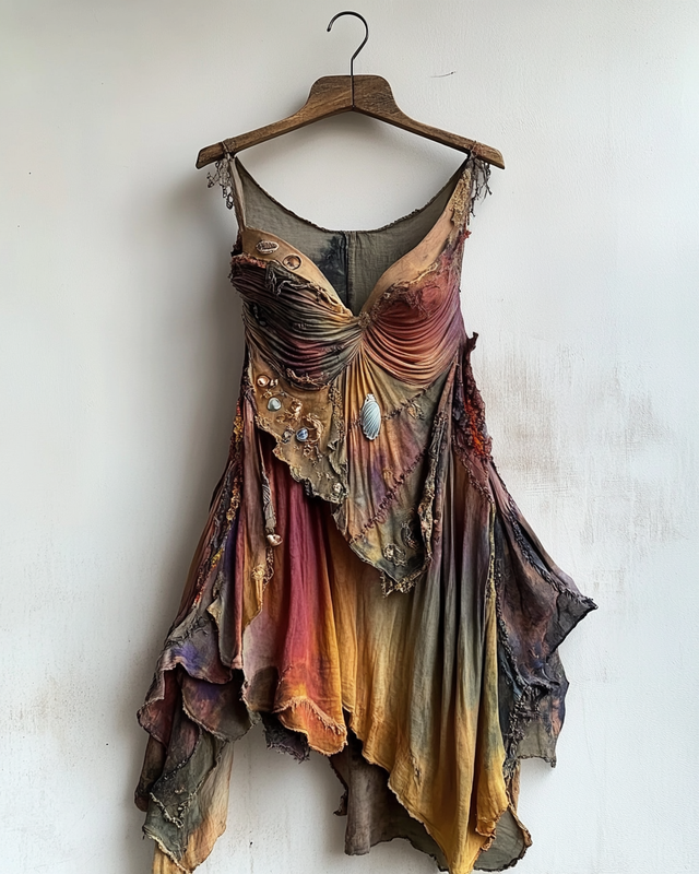 Handmade color block gradient rainbow dress 85dd