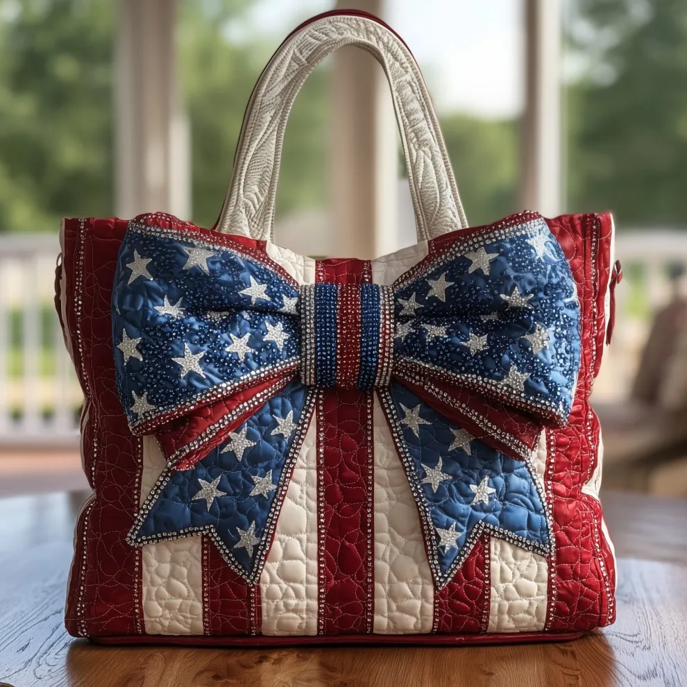 Stars of Liberty Ribbon Quilted Tote ✨🇺🇸🎀
